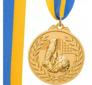 Медаль спортивная с лентой двухцветная Футбол C-7030     Золотой (33508323)