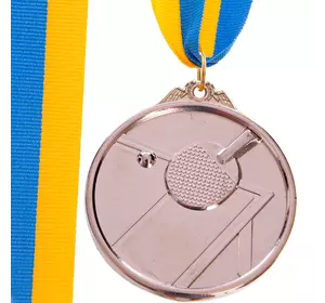 Медаль спортивная с лентой Настольный теннис C-H8566 FDSO    Серебряный (33508337)