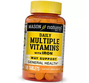 Мультивитамины с железом, Daily Multiple Vitamins With Iron, Mason Natural  100таб (36529052)
