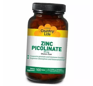 Цинк Пиколинат, Zinc Picolinate, Country Life  100таб (36124063)