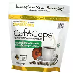Органический растворимый кофе с порошком кордицепса и грибов, Superfoods CafeCeps, California Gold Nutrition  100г (05427004)