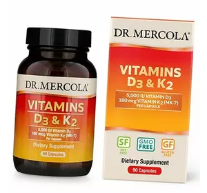 Витамин Д3 К2, Vitamins D3 & K2, Dr. Mercola  90капс (36387006)