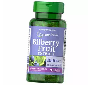 Экстракт Черники, Bilberry Fruit Extract 1000, Puritan's Pride  90гелкапс (71367013)
