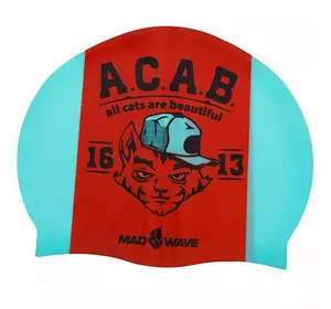 Шапочка для плавания A.C.A.B. M055823000W Mad Wave   Бирюзово-оранжевый (60444068)