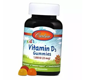 Витамин Д для детей, Kid's Vitamin D3, Carlson Labs  60таб Фруктовый (36353058)
