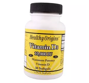 Витамин Д3 высокоактивный, Vitamin D3 10000, Healthy Origins  30гелкапс (36354006)