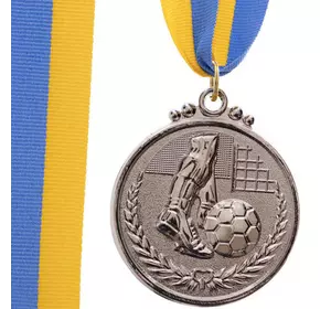 Медаль спортивная с лентой Футбол C-7025     Серебряный (33508320)