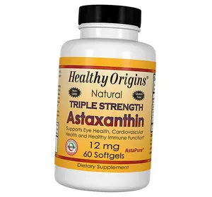 Натуральный Астаксантин тройной силы, Astaxanthin 12, Healthy Origins  60гелкапс (70354012)