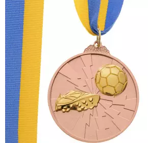 Медаль спортивная с лентой двухцветная Футбол C-4847     Бронзовый (33508321)