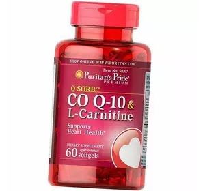 L-Карнитин с Коэнзимом Q10, Co Q-10 & L-Carnitine, Puritan's Pride  60гелкапс (70367016)