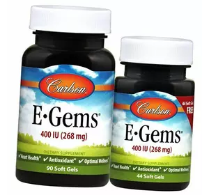 Витамин Е, Смесь токоферолов, E-Gems 400, Carlson Labs  134гелкапс (36353086)