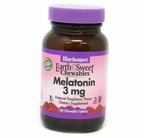 Жевательный Мелатонин, Chewables Melatonin 3, Bluebonnet Nutrition  60таб Малина (72393011)