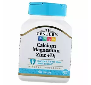 Витамины для костей, Calcium Magnesium Zinc + D3, 21st Century  90таб (36440014)