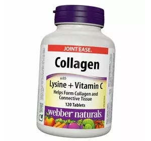 Коллаген с Лизином и Витамином С, Collagen with Lysine + Vitamin C, Webber Naturals  120таб (68485005)