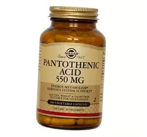 Пантотеновая кислота, Pantothenic Acid 550, Solgar  100вегкапс (36313121)