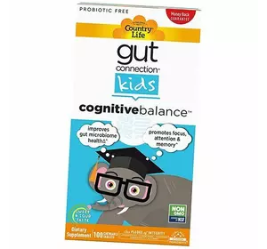 Когнитивный баланс для детей, Gut Connection Kids Cognitive Balance, Country Life  100таб (72124017)