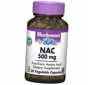 Ацетил Цистеин свободной формы, NAC 500, Bluebonnet Nutrition  30вегкапс (70393001)