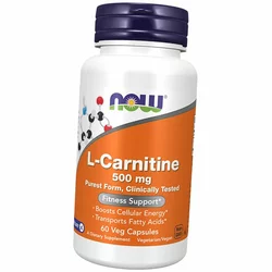 Л Карнитин Тартрат, L-Carnitine 500, Now Foods  60вегкапс (02128005)