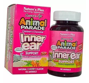 Поддержка внутреннего уха для детей, Animal Parade Children's Inner Ear Support, Nature's Plus  90таб Вишня (72375008)