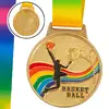 Медаль спортивная с лентой цветная Баскетбол C-0340     Золотой (33508310)