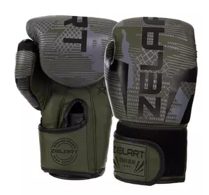 Перчатки боксерские BO-2533 Zelart  6oz Черно-зеленый Камуфляж (37429116)