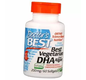 Веганская ДГК из водорослей, Vegan DHA 200, Doctor's Best  60вег.гелкапс (67327004)