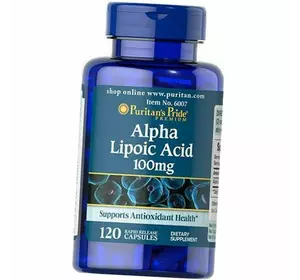 Альфа Липоевая кислота в капсулах, Alpha Lipoic Acid 100, Puritan's Pride  120капс (70367001)
