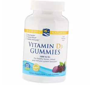 Жевательный Витамин Д, Vitamin D3 Gummies, Nordic Naturals  120таб Лесная ягода (36352034)