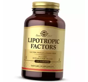 Витамины для поддержки печени, Lipotropic Factors, Solgar  100таб (36313016)