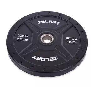 Блины (диски) бамперные для кроссфита Bumper Plates TA-2258 Zelart  10кг  Черный (58363160)