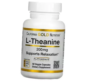 Л Теанин, Поддерживает расслабление, L-Theanine AlphaWave 200, California Gold Nutrition  60вегкапс (27427005)