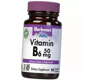 Витамин В6 (Пиридоксин), Vitamin B6 50, Bluebonnet Nutrition  90вегкапс (36393114)