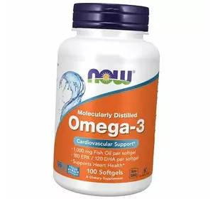 Молекулярно дистиллированная Омега 3, Omega-3 1000, Now Foods  100гелкапс (67128007)