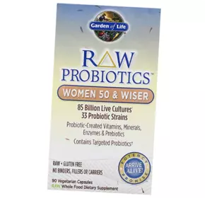 Пробиотики для женщин после 50 лет, Raw Probiotics Women 50 and Wiser, Garden of Life  90вегкапс (69473005)