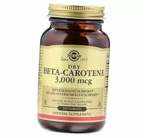 Бета-Каротин, Dry Beta-Carotene 3000, Solgar  250таб (72313022)
