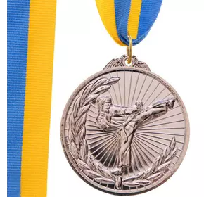 Медаль спортивная с лентой Каратэ C-7016     Серебряный (33508367)