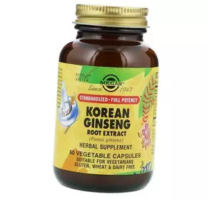 Женьшень, Korean Ginseng Root Extract, Solgar  60вегкапс (71313033)