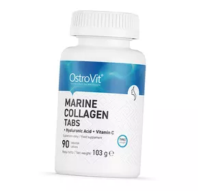 Морской коллаген и Гиалуроновая кислота, Marine Collagen + Hyaluronic Acid and Vitamin C Tabs, Ostrovit  90таб (68250009)