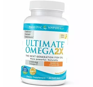 Рыбий жир с Витамином Д3, Ultimate Omega 2X with Vitamin D3, Nordic Naturals  60гелкапс Лимон (67352032)