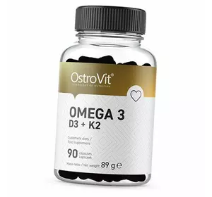 Омега 3 Витамины Д3 К2, Omega 3 D3+K2, Ostrovit  90капс (67250006)