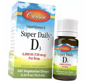 Жидкий Витамин Д3, Super Daily D3 6000, Carlson Labs  10мл (36353097)