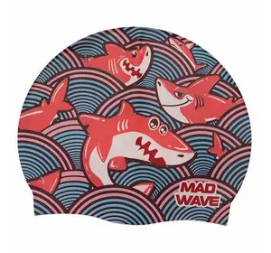 Шапочка для плавания детская Junior Sharky M057911 Mad Wave   Бирюзовый (60444166)