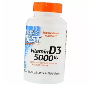 Витамин Д3, Vitamin D3 5000, Doctor's Best  720гелкапс (36327034)