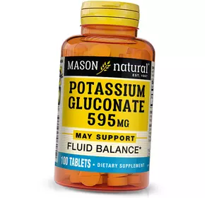 Калий Глюконат, Potassium Gluconate 595, Mason Natural  100таб (36529040)