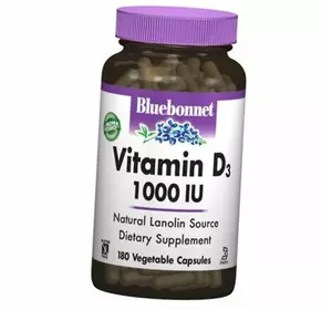 Витамин Д3, Vitamin D3 1000 Caps, Bluebonnet Nutrition  180вегкапс (36393006)