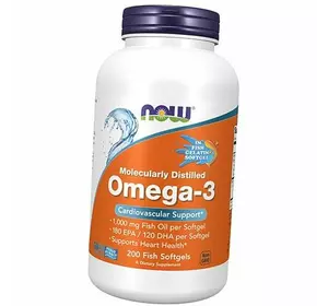 Омега 3, Omega-3 1000 Fish Gelatin, Now Foods  200гелкапс (67128028)