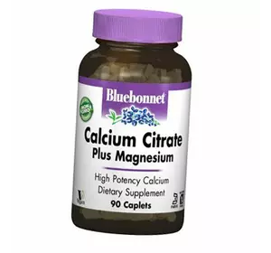 Цитрат Кальция и Магний, Calcium Citrate plus Magnesium, Bluebonnet Nutrition  90каплет (36393063)