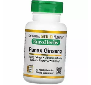 Экстракт корня женьшеня, EuroHerbs Panax Ginseng Extract, California Gold Nutrition  60вегкапс (71427008)