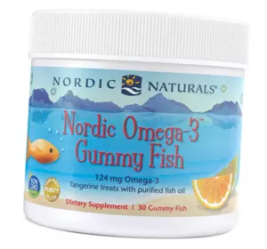 Рыбий жир для детей, Omega-3 Gummy Fish, Nordic Naturals  30таб Мандарин (67352037)