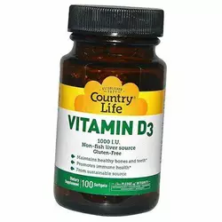Витамин Д3, Vitamin D3 1000, Country Life  100гелкапс (36124049)